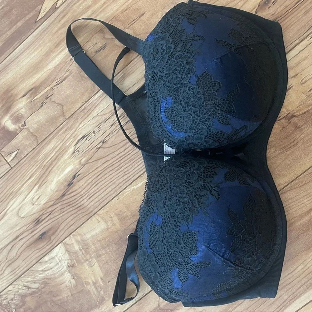 Cacique bra purple and black lace size 42DD boost balconette - Picture 8 of 11